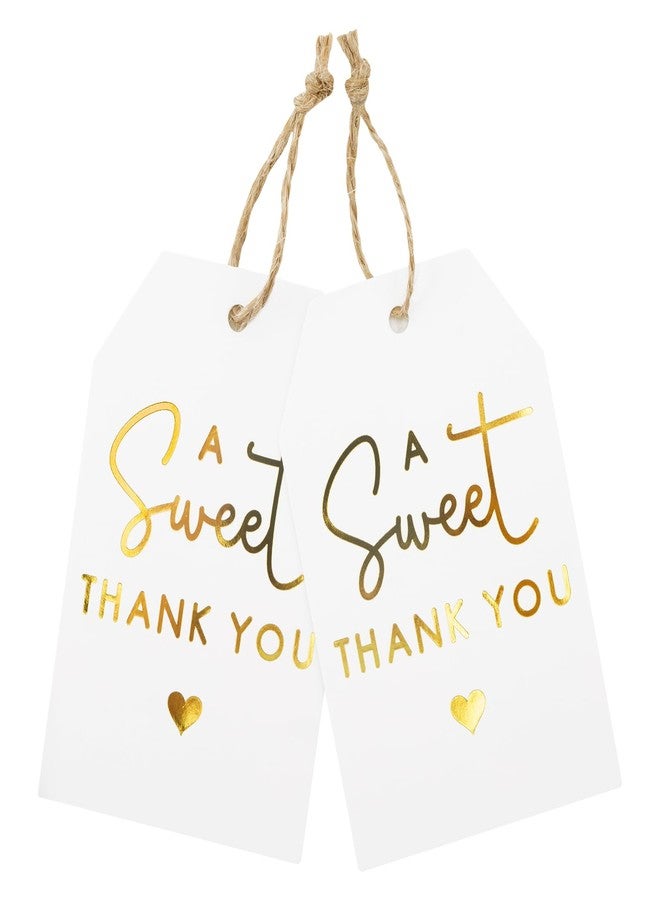 joycraft A Sweet Thank You Tags, 50Pcs Gold Foil Gift Tags with String, 3x2 in White Kraft Paper Hangtags, Sweet Thank You Lables for Wedding, Baby Shower, Birthday, Anniversary, Gift Wrap - Image 1